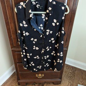 Ann Taylor Dark Navy Blue XXL Tall Sleeveless Blouse